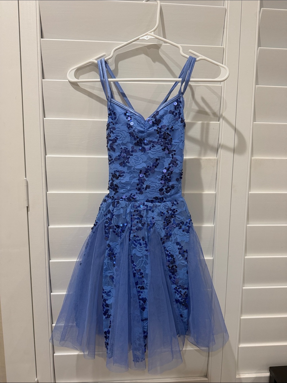 Girls Weissman Blue Sequin & Tulle Girls' dance figure skating Dress MC medium